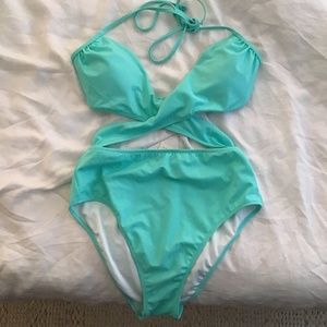 NEW Victoria’s Secret PINK One-Piece Aqua Cross Wrap Bathing Suit M